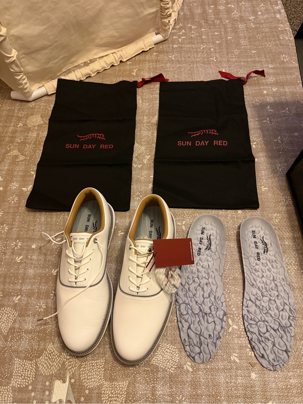 Sun Day Red Men's White Leather Derby Shoes
